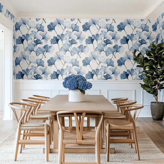 Ginkgo Leaves Wallpaper: Ancient Wisdom in Golden, Fan-Shaped Grace - Painted Paper