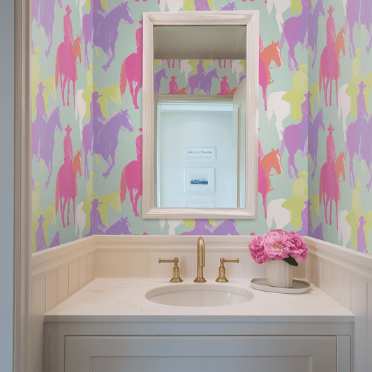 Horse Wallpaper: Galloping Steeds Charging with Equestrian Spirit - Painted Paper
