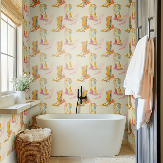 Western Wallpaper: Frontier Spirits Riding into Sunset Glory - Painted Paper