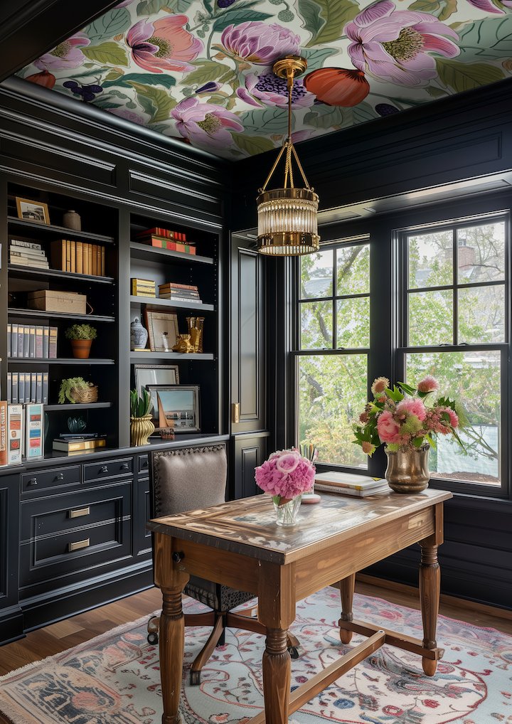 Ceiling Wallpaper Feature – Painted Paper