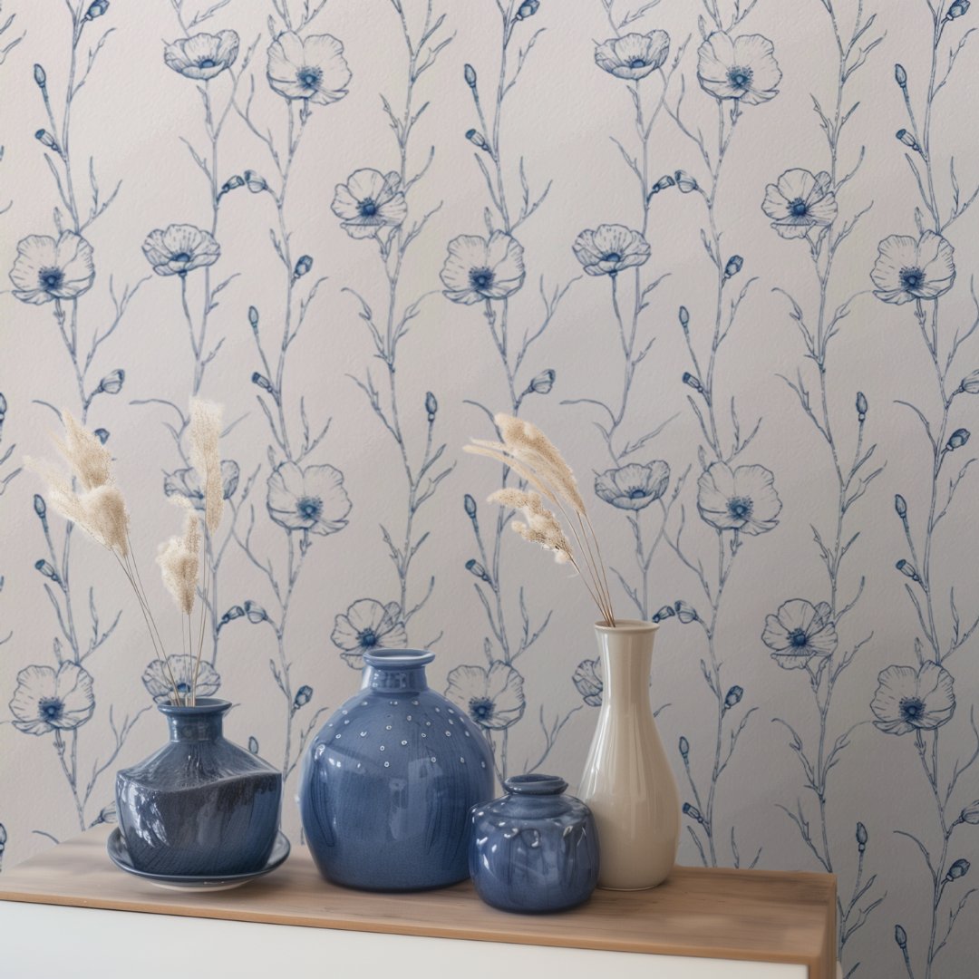 Alice Poppy Wallpaper - Painted Paper