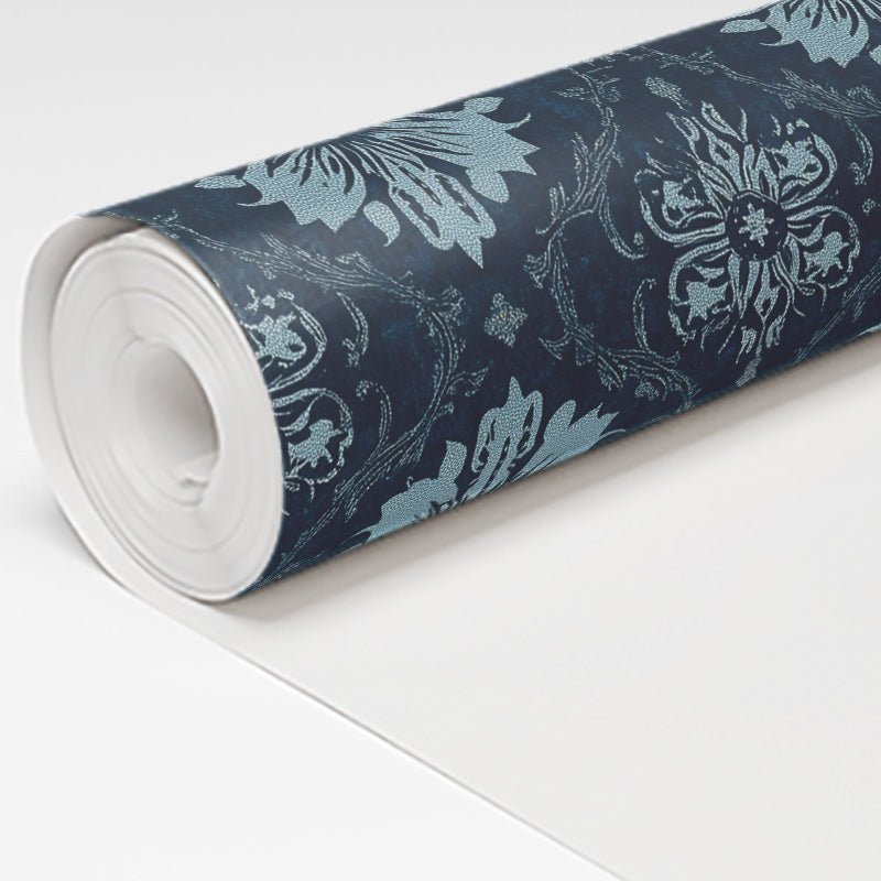 Azure Nouveau Wallpaper - Painted Paper