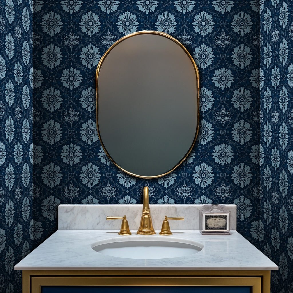 Azure Nouveau Wallpaper - Painted Paper