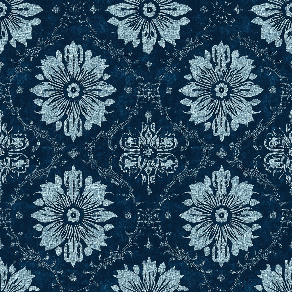 Azure Nouveau Wallpaper - Painted Paper