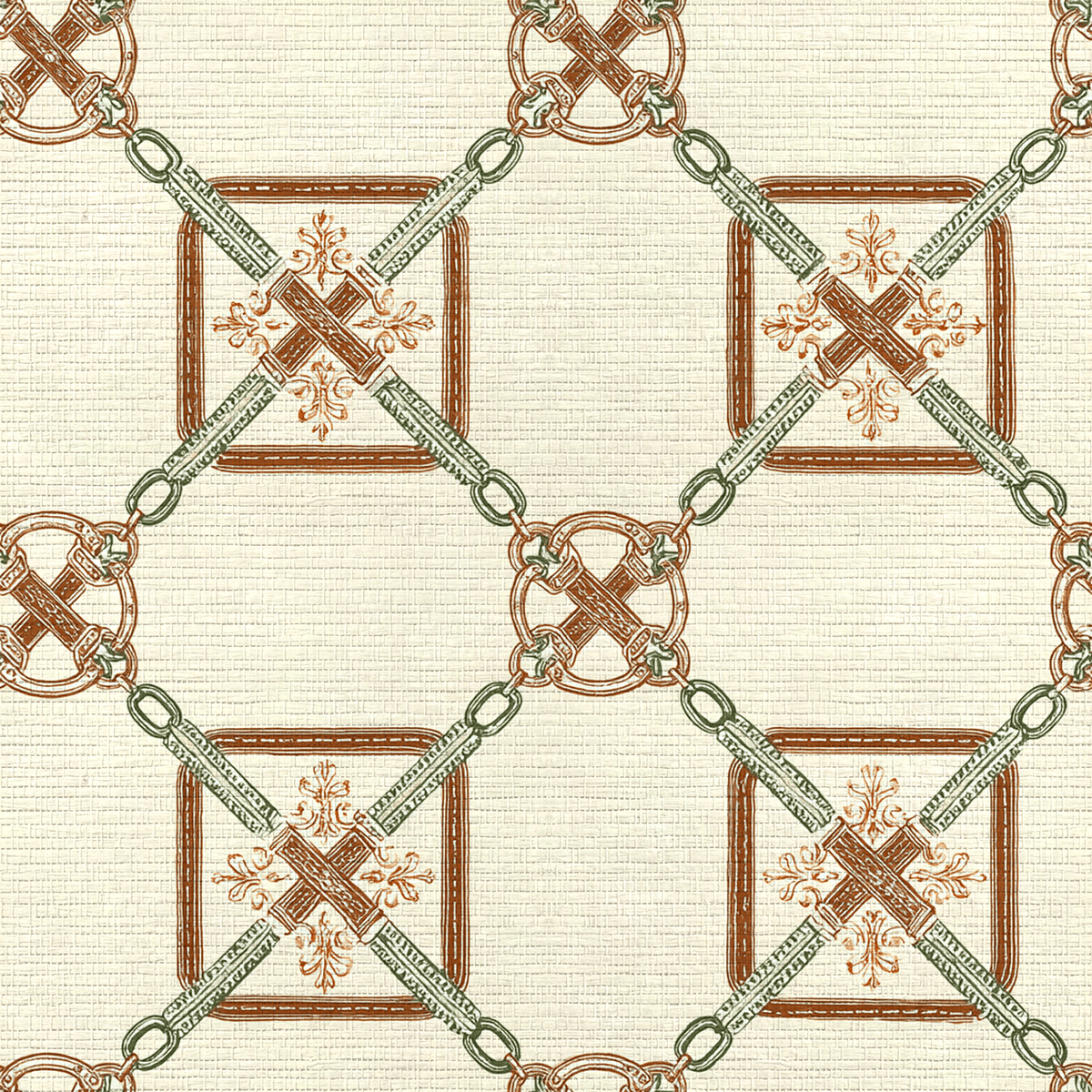 Bit & Bridle Lattice Faux Grasscloth Wallpaper - Painted Paper