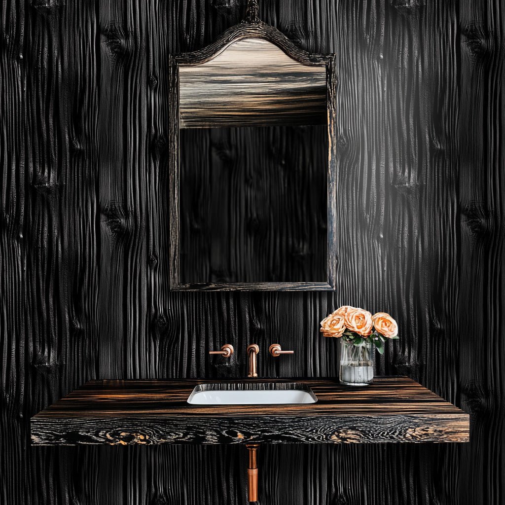 Charcoal Timber Wallpaper - Painted Paper