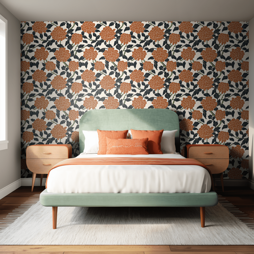Chrysanthemum Noir Wallpaper - Painted Paper