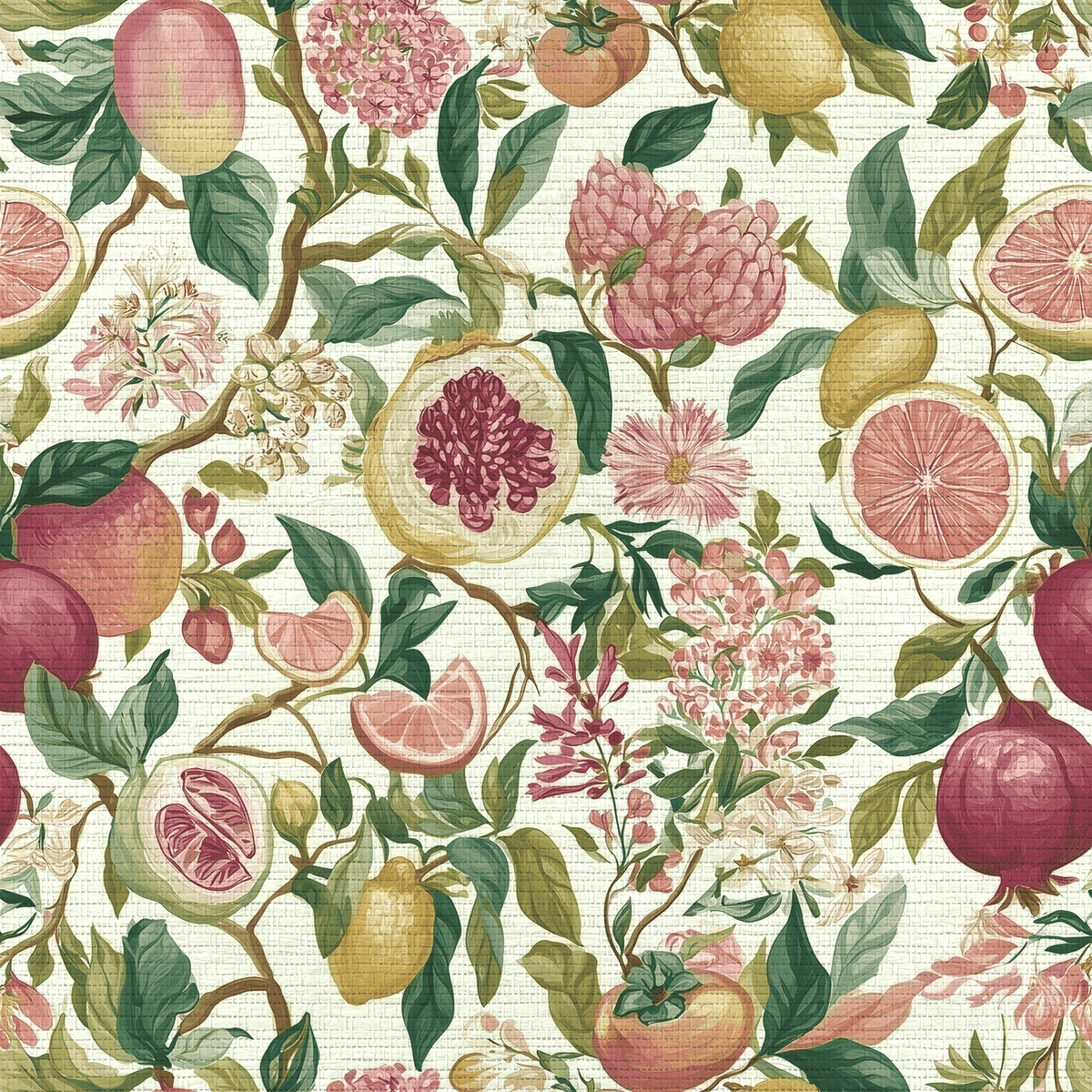 Citrus Sunshine Faux Grasscloth Wallpaper - Painted Paper