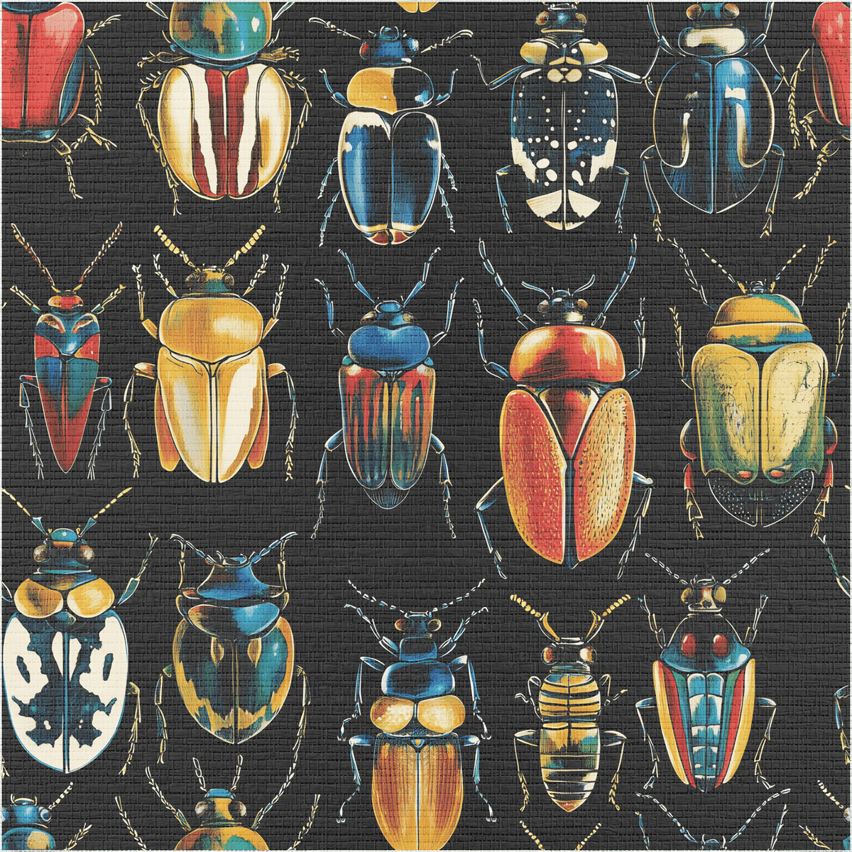 Corvus Beetles Faux Grasscloth Wallpaper - Painted Paper
