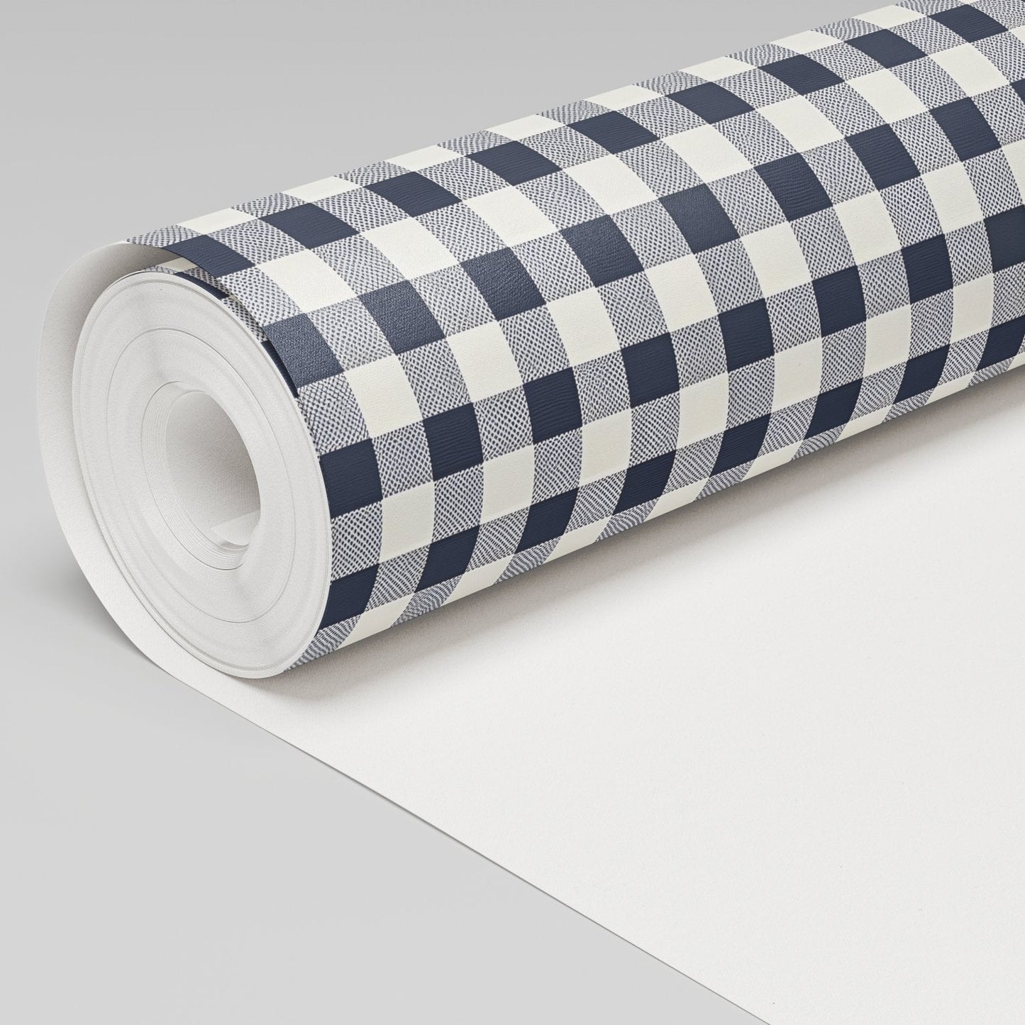 Dark Blue Vintage Gingham Wallpaper - Painted Paper