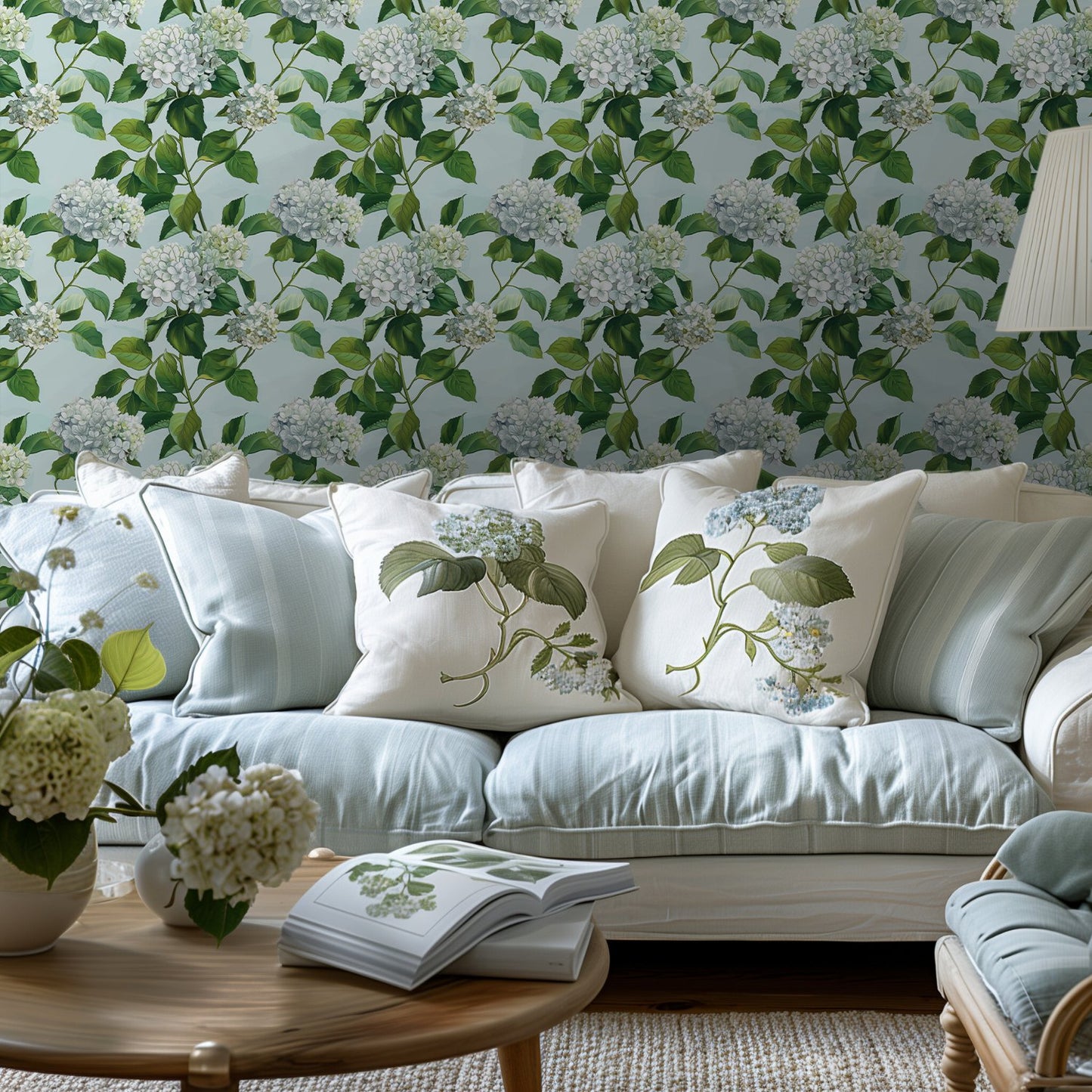 Emma Hydrangea Wallpaper - Painted Paper