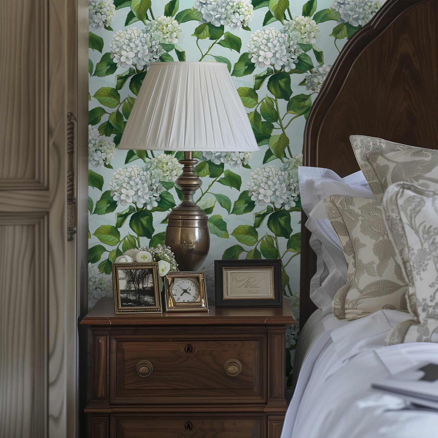 Emma Hydrangea Wallpaper - Painted Paper