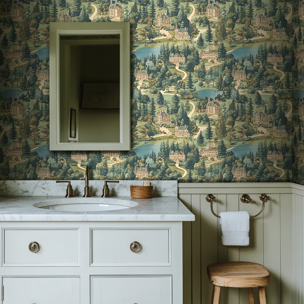 English Village Wallpaper - Painted Paper