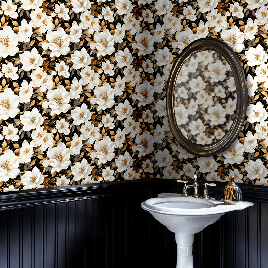 Golden Bloom Wallpaper - Painted Paper