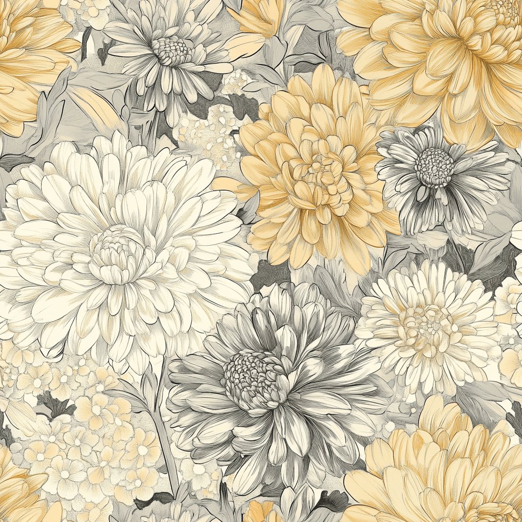Golden Chrysanthemum - Painted Paper