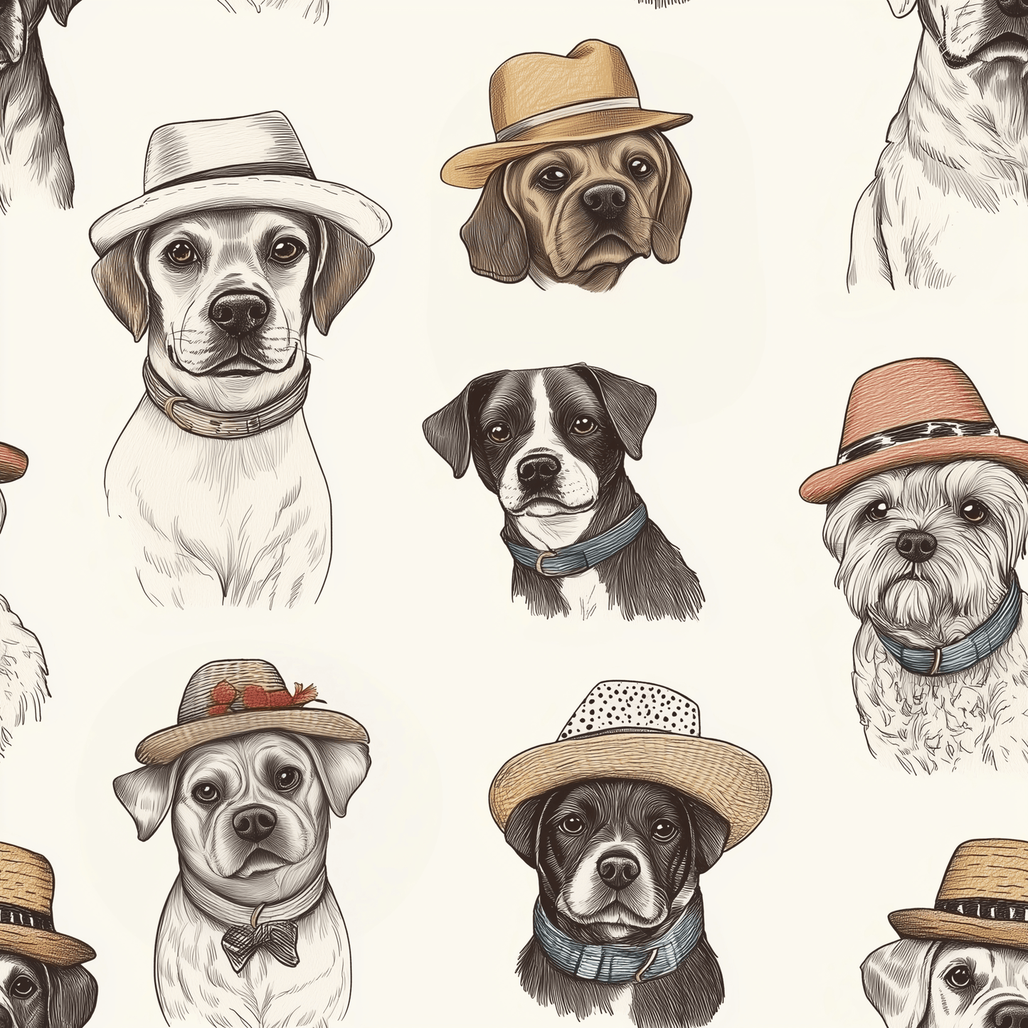 Hats Off to Dogs Wallpaper - Painted Paper