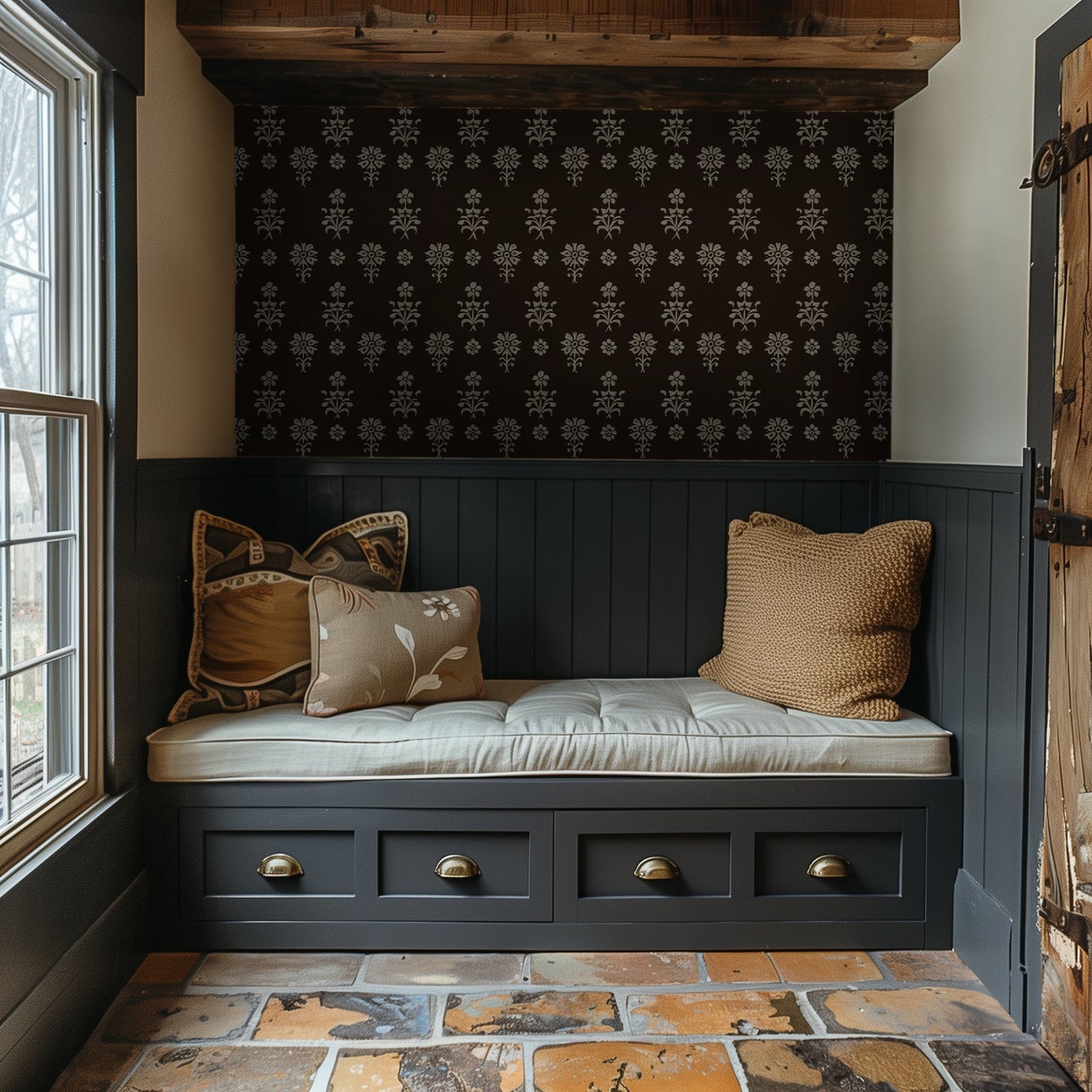 Heirloom Umber Floral Wallpaper - Painted Paper