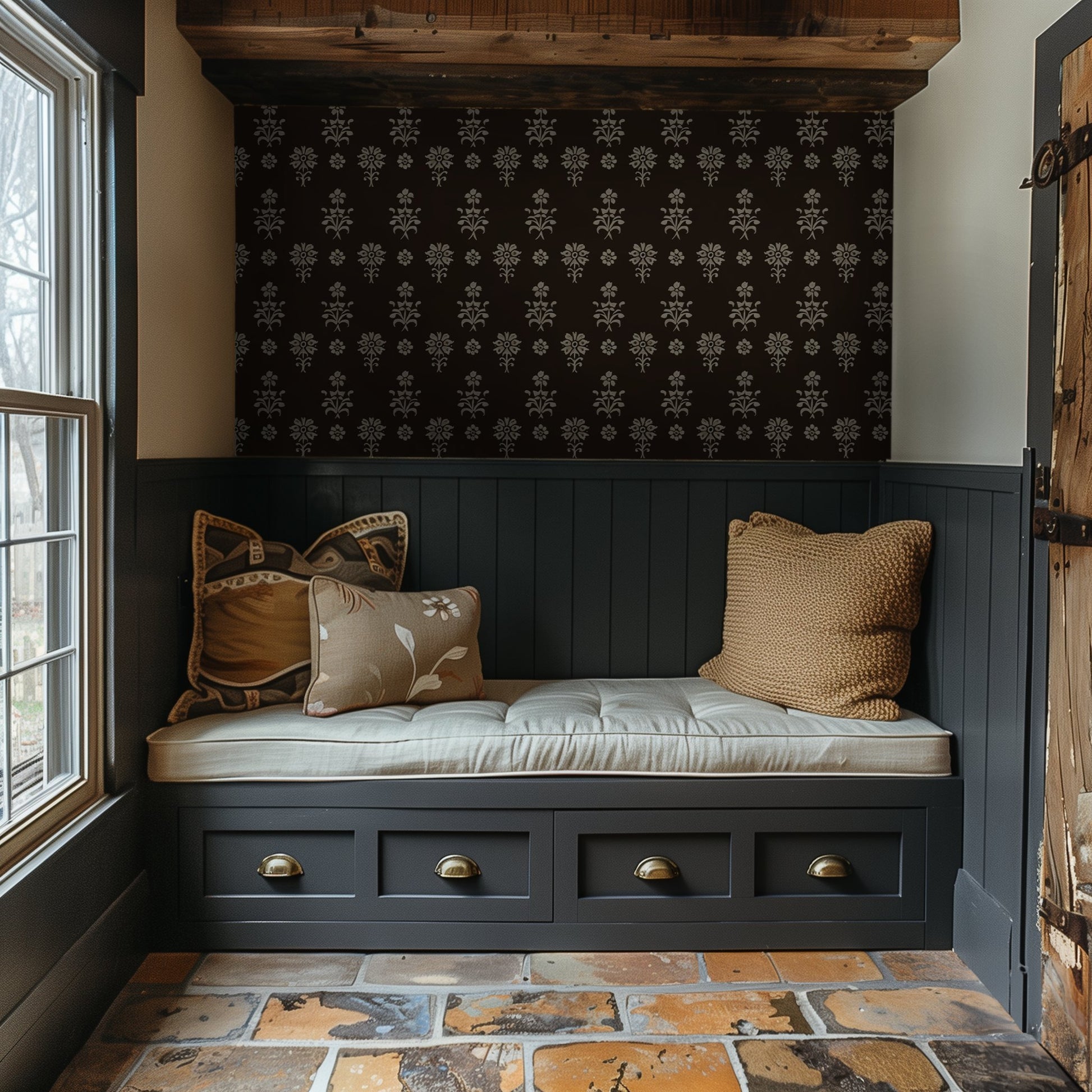Heirloom Umber Floral Wallpaper - Painted Paper