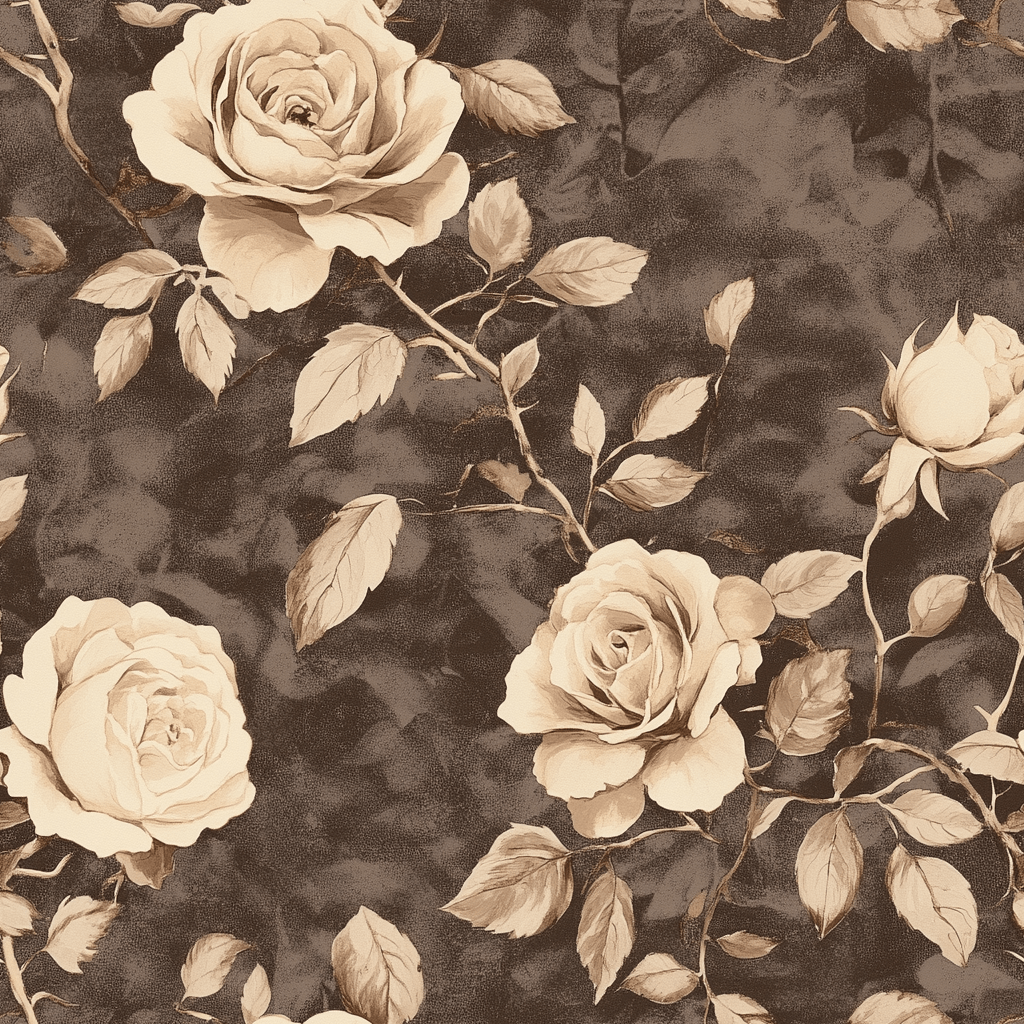 Mocha Magnolia Wallpaper - Painted Paper