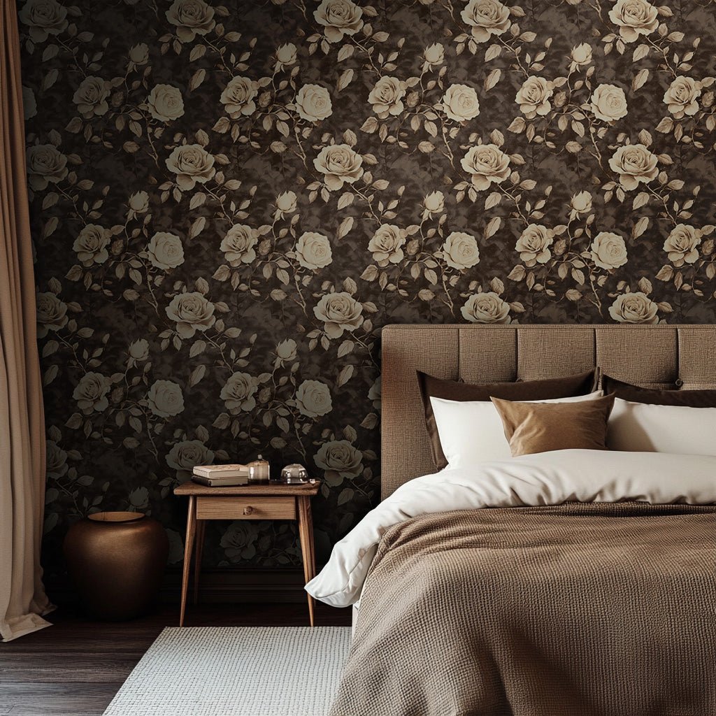 Mocha Magnolia Wallpaper - Painted Paper