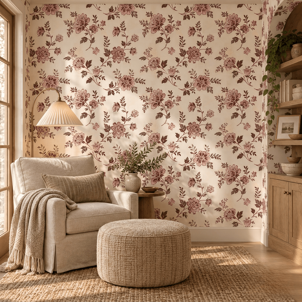 Rosalind Faded Peony Wallpaper - Painted Paper