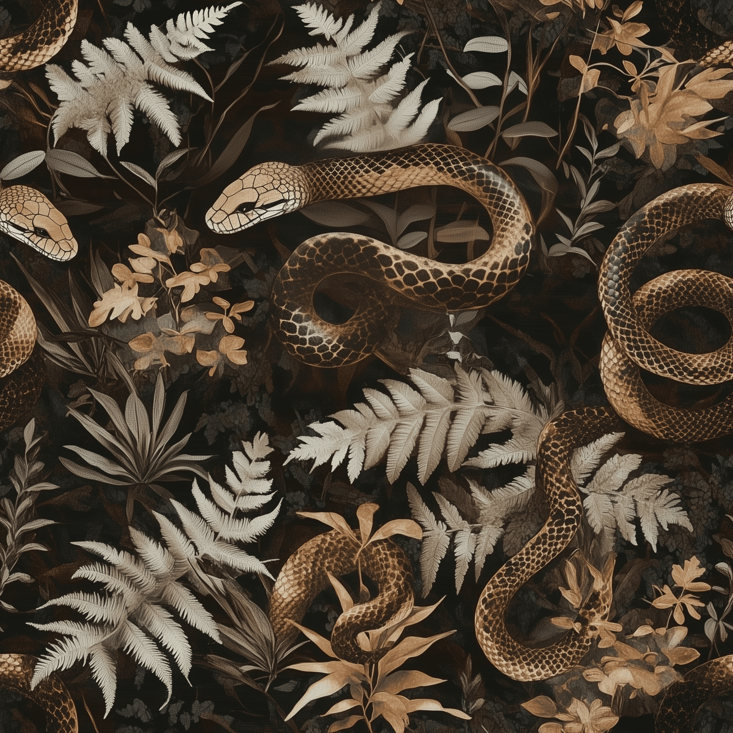 Serpent & Fern Wallpaper - Painted Paper