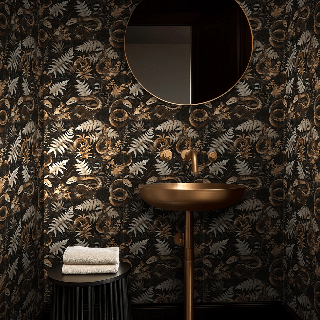 Serpent & Fern Wallpaper - Painted Paper
