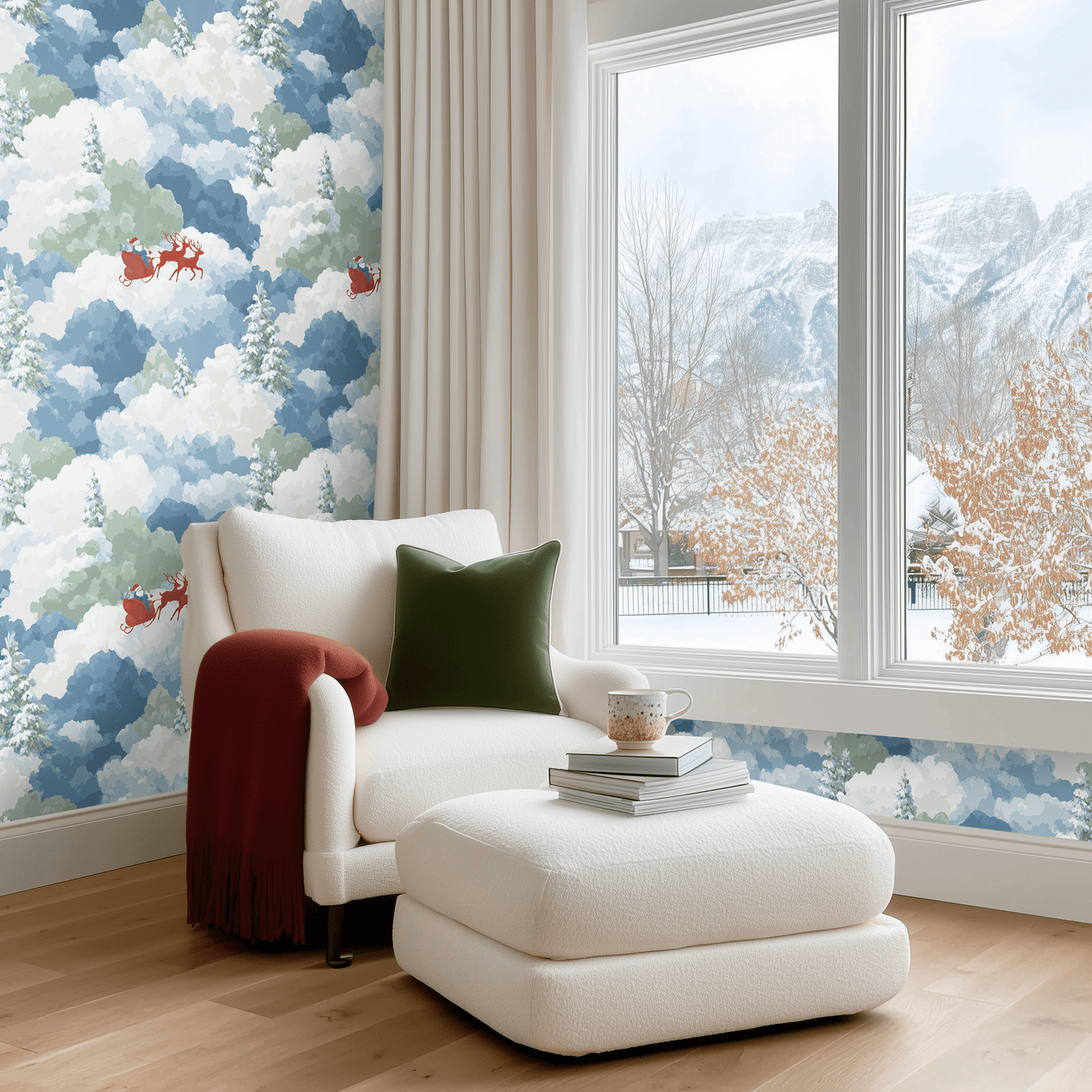 Starlit Sleigh Wallpaper - Painted Paper