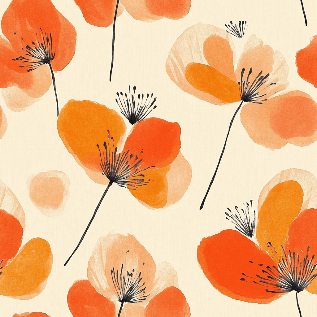 Sunset Poppies Wallpaper - Painted Paper