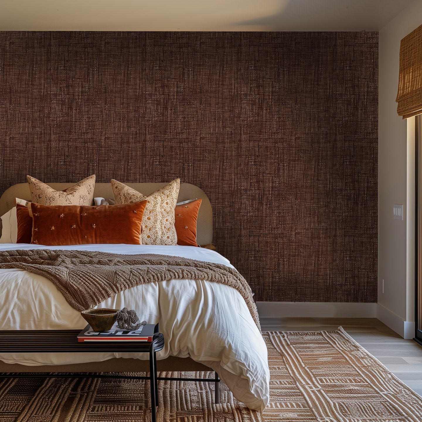 Walnut Burlap Wallpaper - Painted Paper