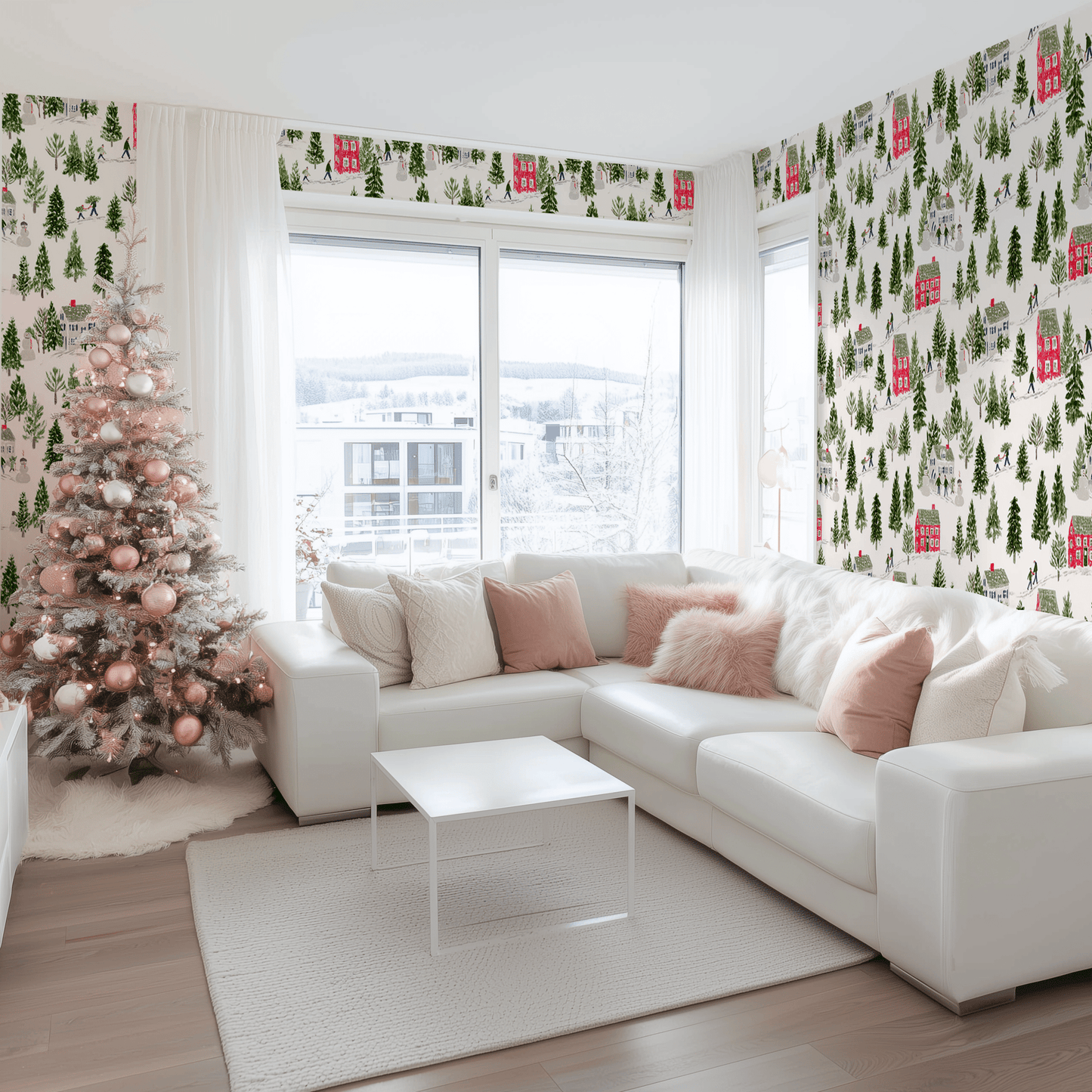 Winter Village Wallpaper - Painted Paper