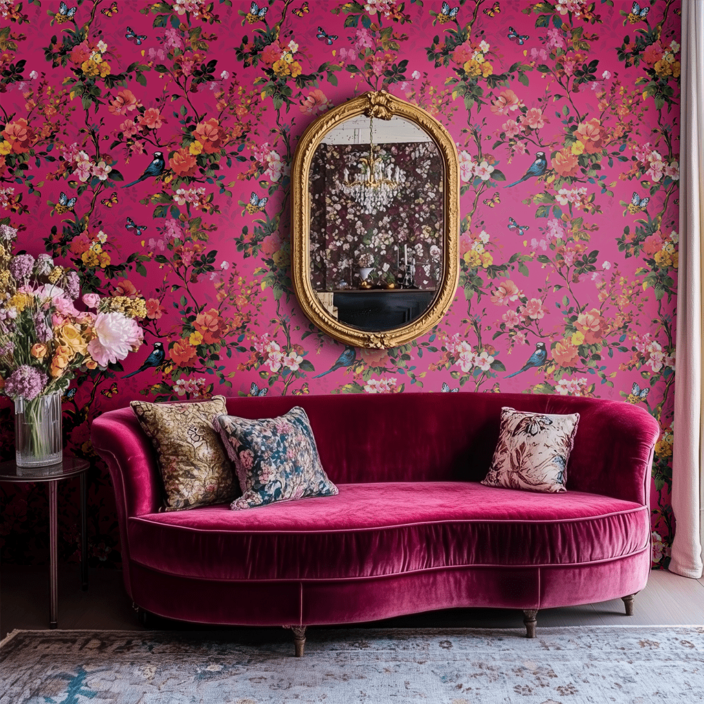 Zinnia Wallpaper - Painted Paper