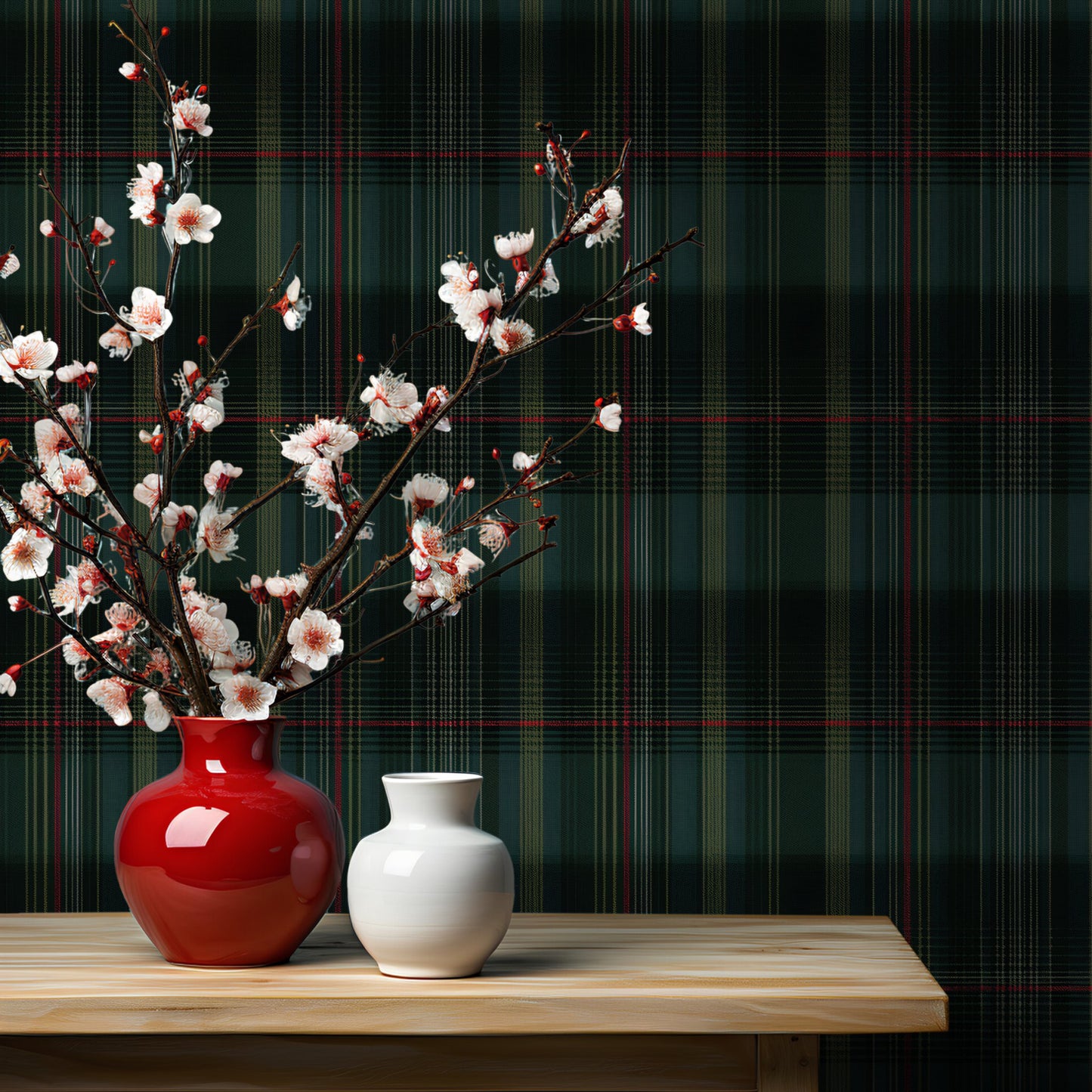 Classic Green Tartan Wallpaper - Painted Paper