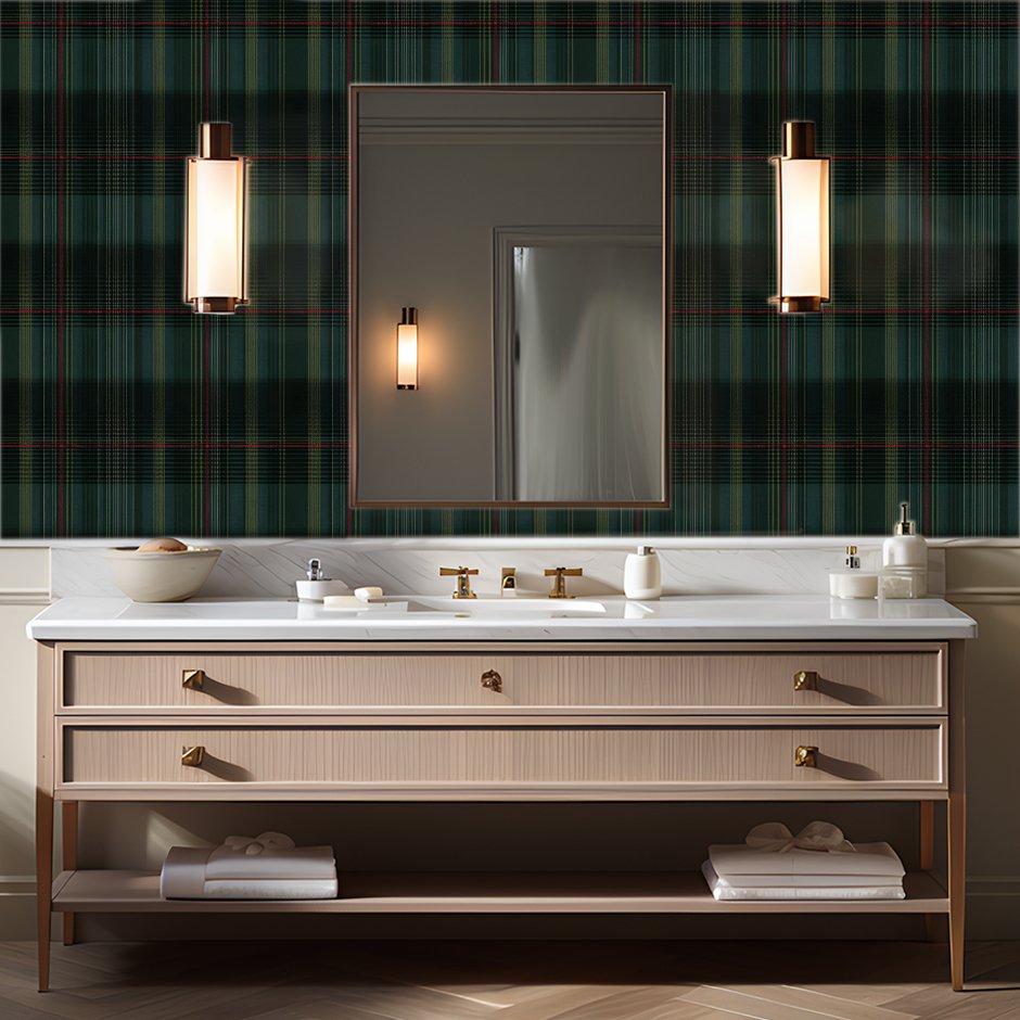 Classic Green Tartan Wallpaper - Painted Paper
