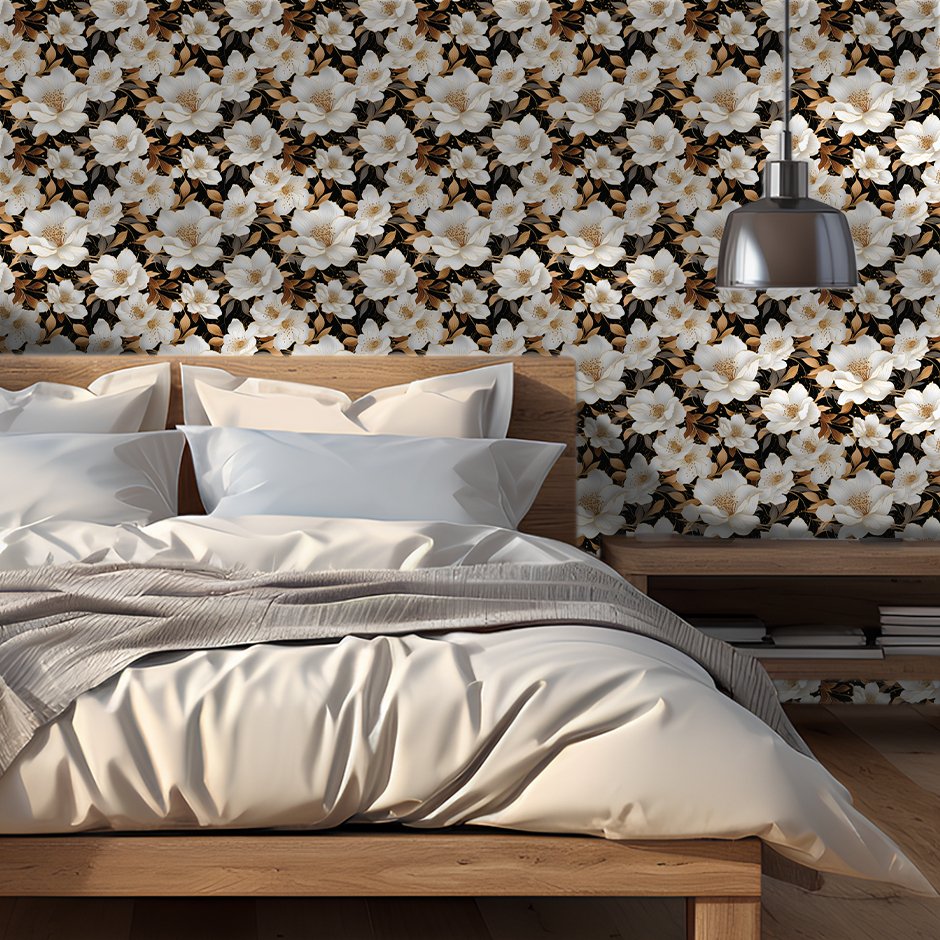 Golden Bloom Wallpaper - Painted Paper