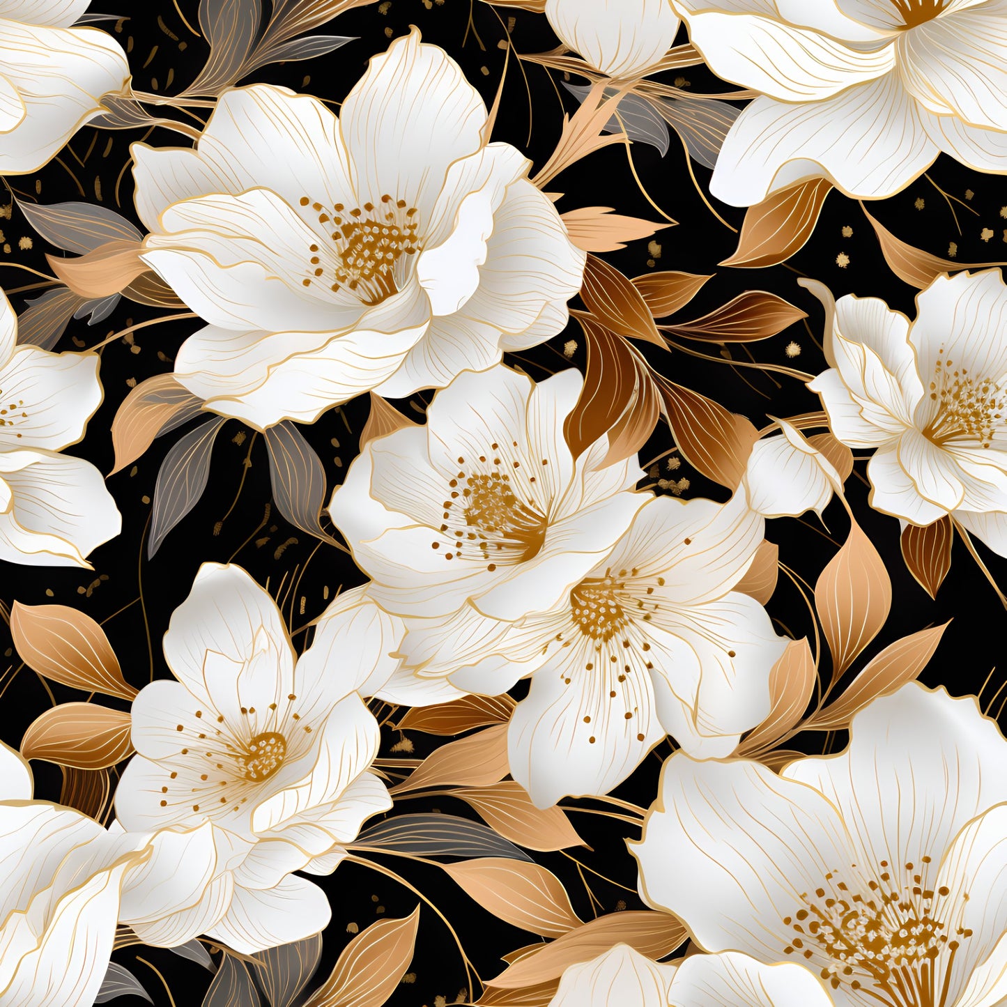 Golden Bloom Wallpaper - Painted Paper