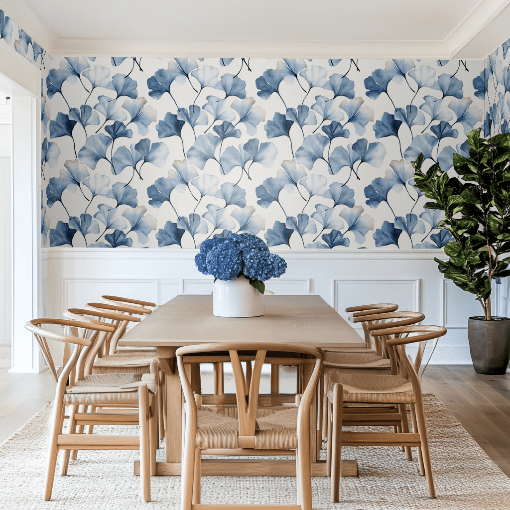 Ginkgo Leaves Wallpaper: Ancient Wisdom in Golden, Fan-Shaped Grace - Painted Paper