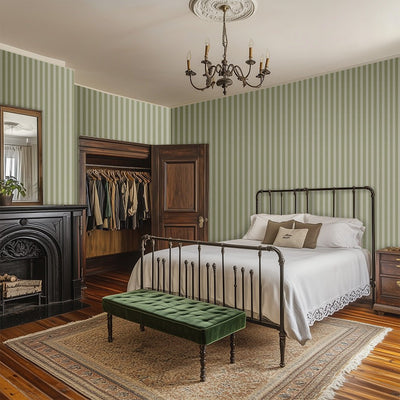 Green Striped Wallpaper