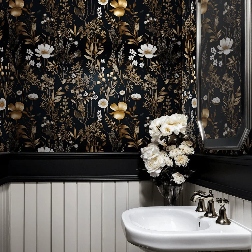 Powder Room Wallpaper - Painted Paper
