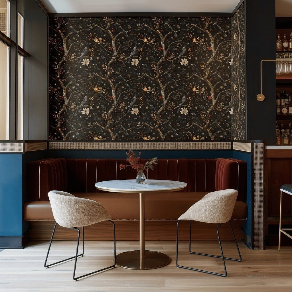 Ravens of Blackwood Faux Grasscloth Wallpaper