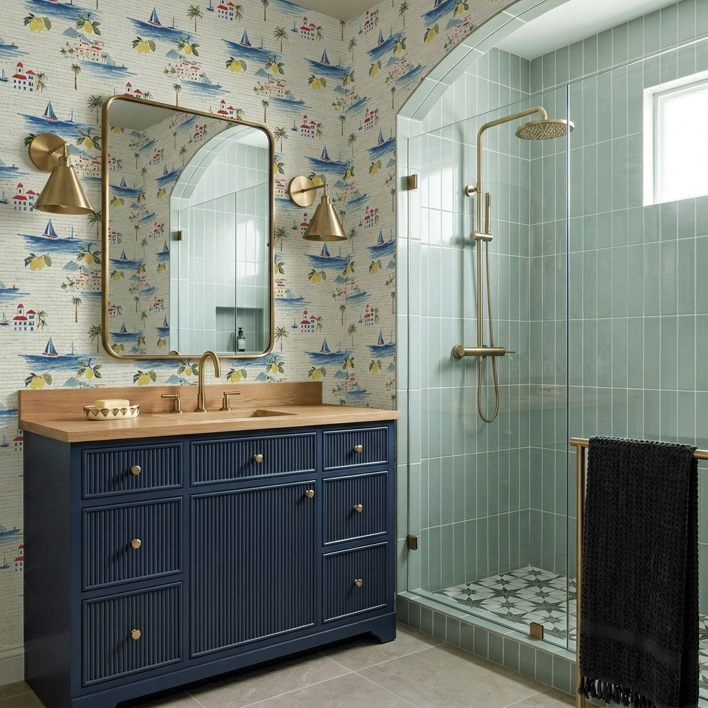 Meet You in Amalfi Faux Grasscloth Wallpaper