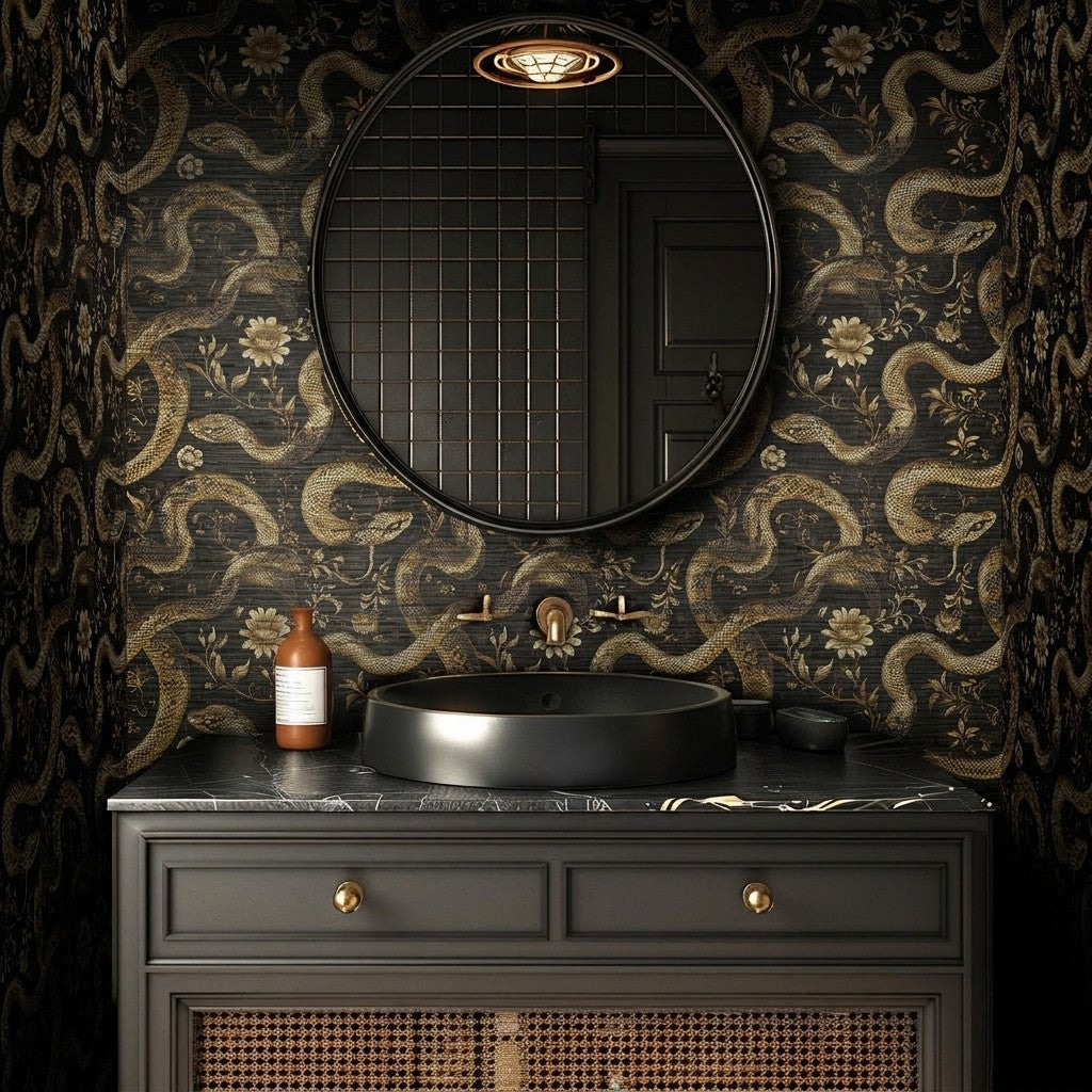 Orla Serpents Faux Grasscloth Wallpaper