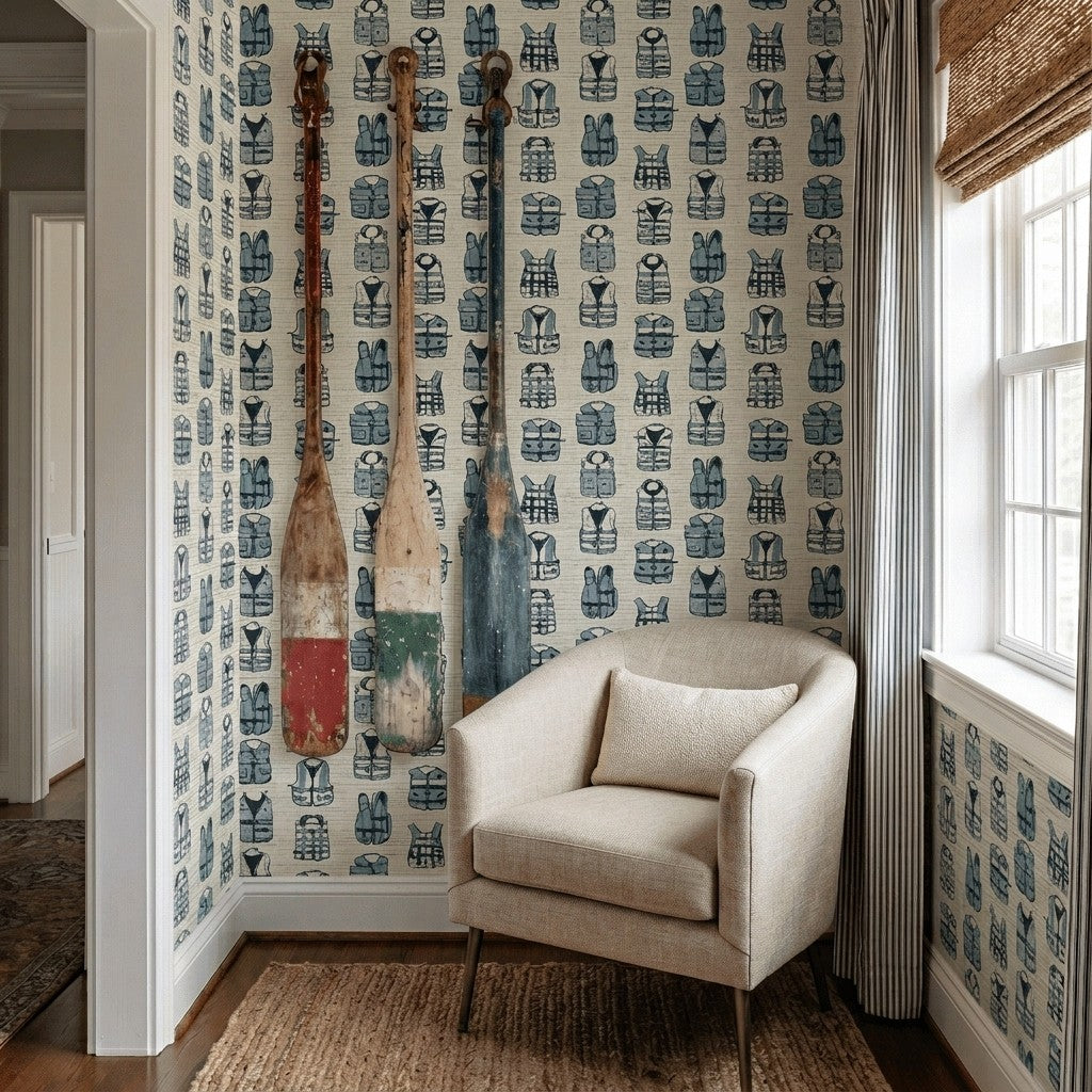 Out At Sea Faux Grasscloth Wallpaper