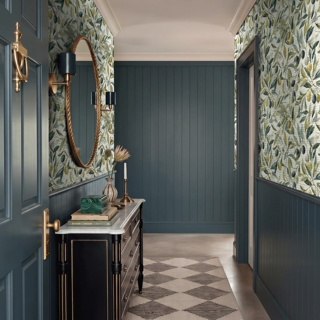 Olive Rustle Faux Grasscloth Wallpaper
