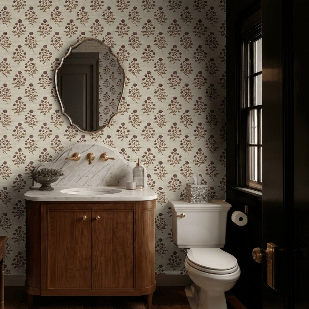 Clarice Block Print Faux Grasscloth Wallpaper