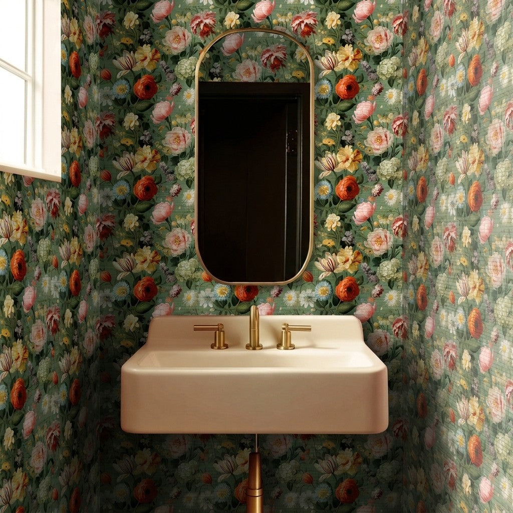 Romilly Floral Faux Grasscloth Wallpaper