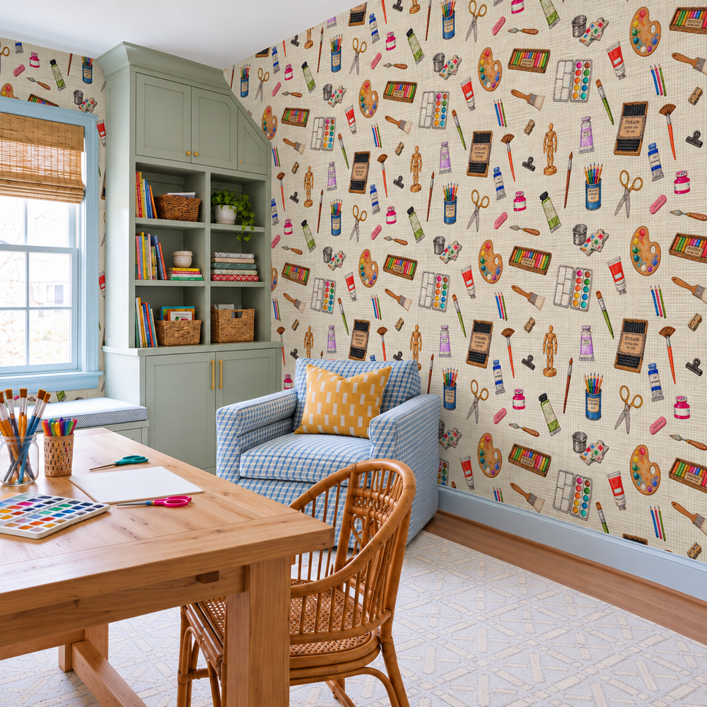 Artist's Corner Faux Grasscloth Wallpaper