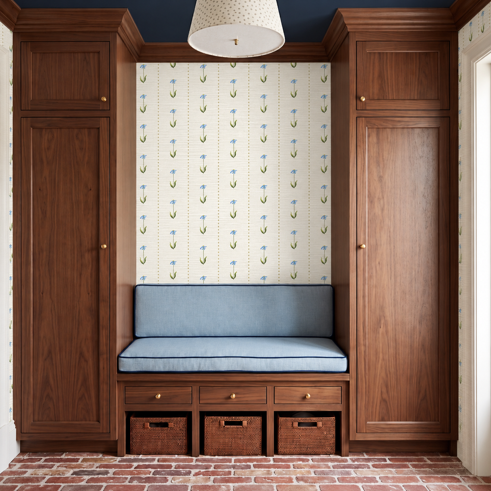 Bloom Between the Lines Faux Grasscloth Wallpaper