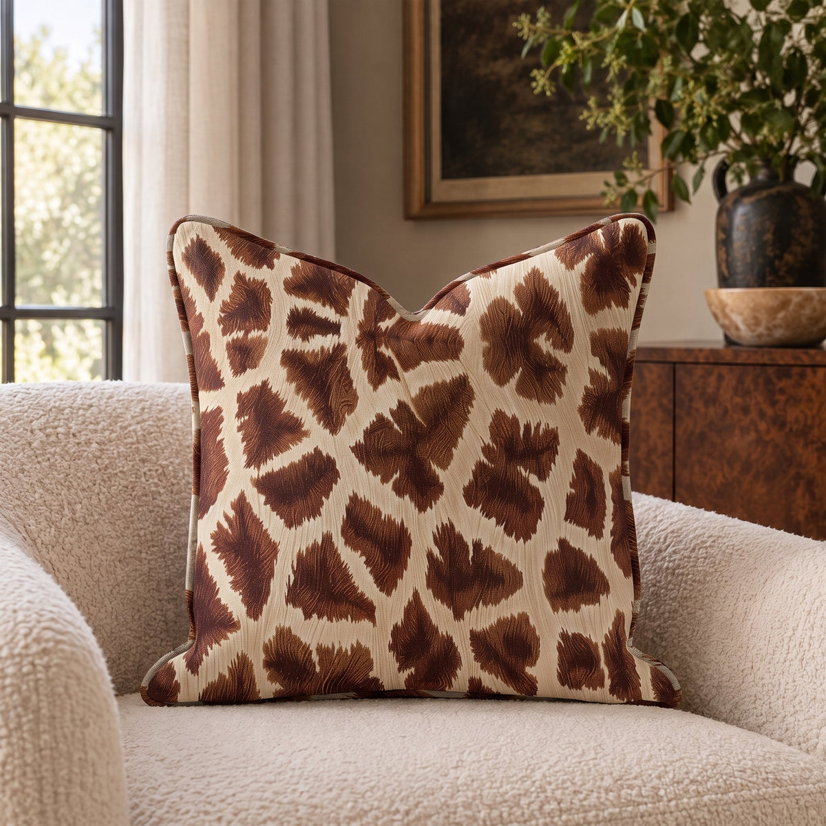 Bishop Giraffe Throw Pillow - Painted Paper