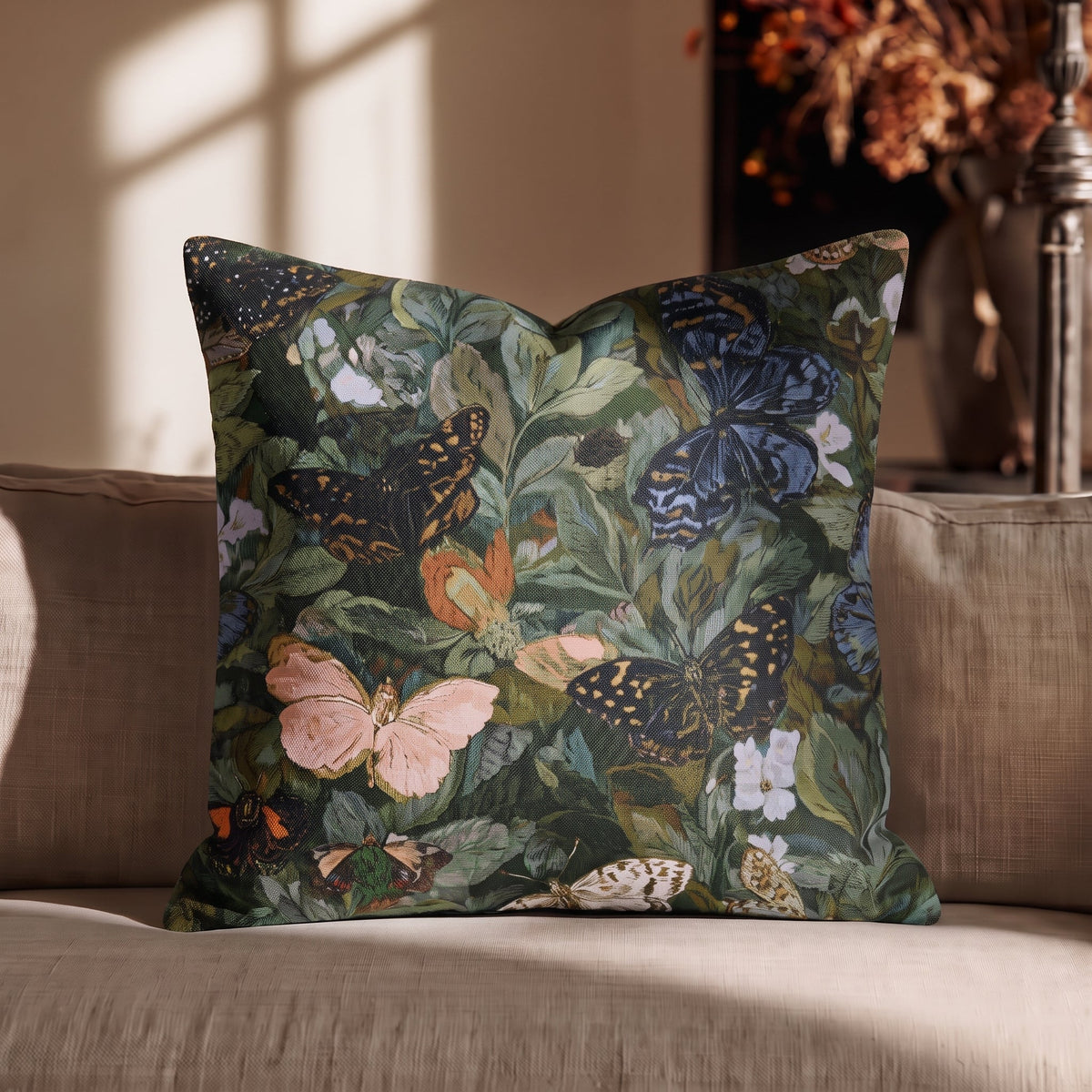 Butterfly Blooms Throw Pillow - Painted Paper